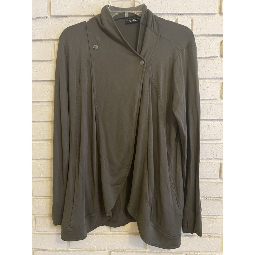Susan Graver Weekend Cross‎ Front Snap Close Green Jacket Size Small